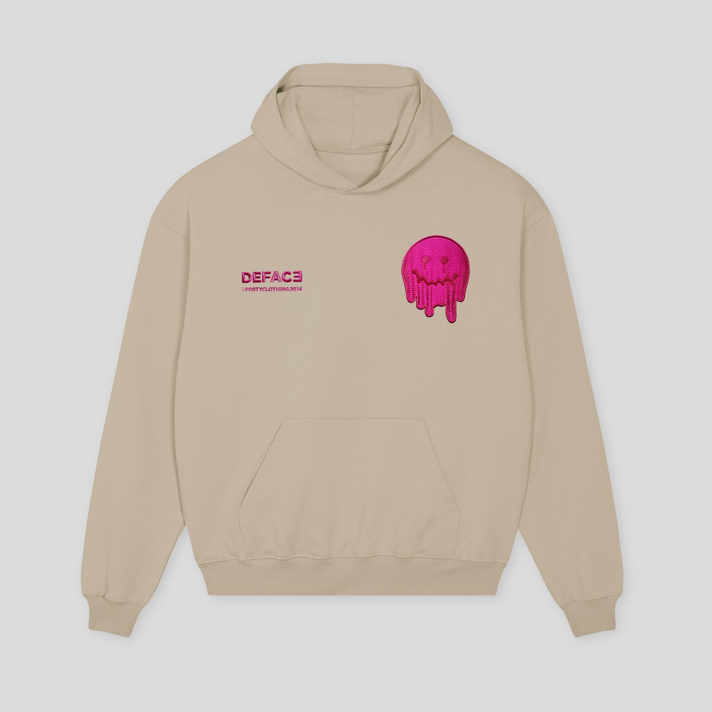 Deface Topo Reflective Hoodie (Beige Dust/Atomic Pink)