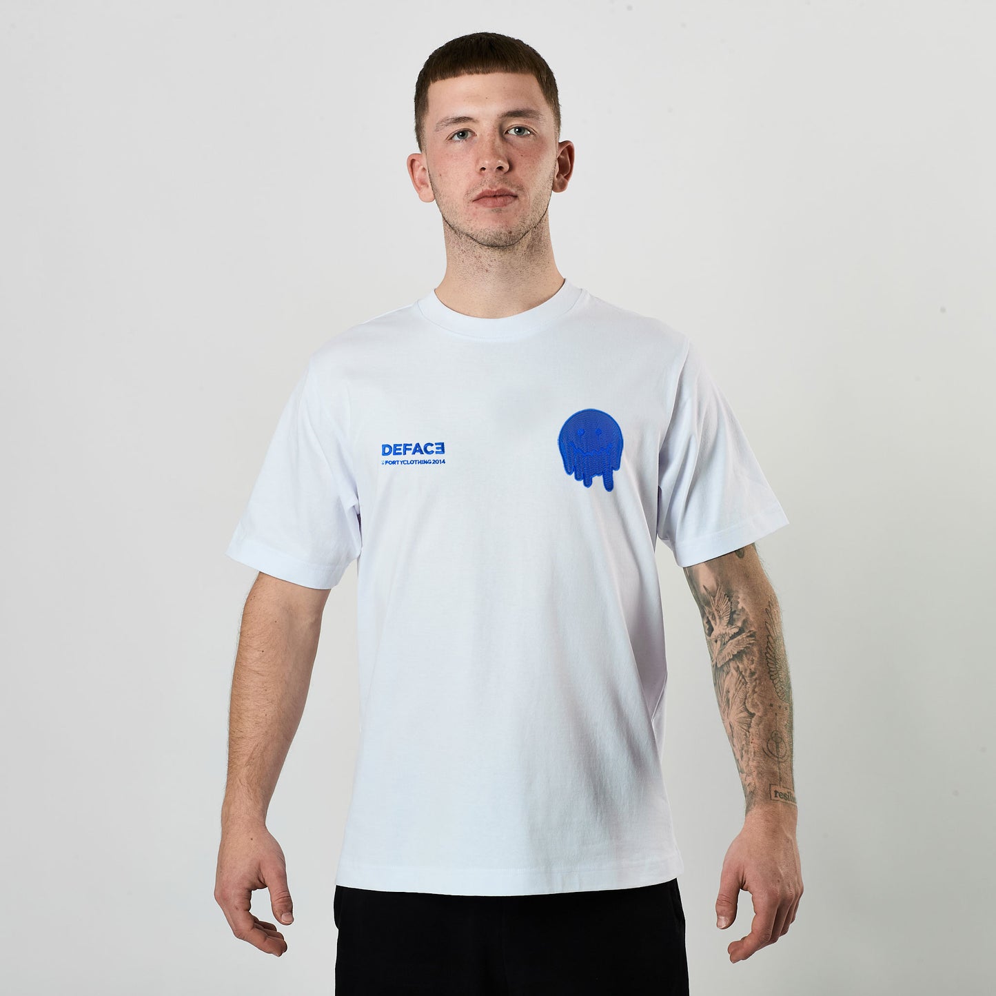 Deface Topo Dual Logo Tee (White/Electron Blue)