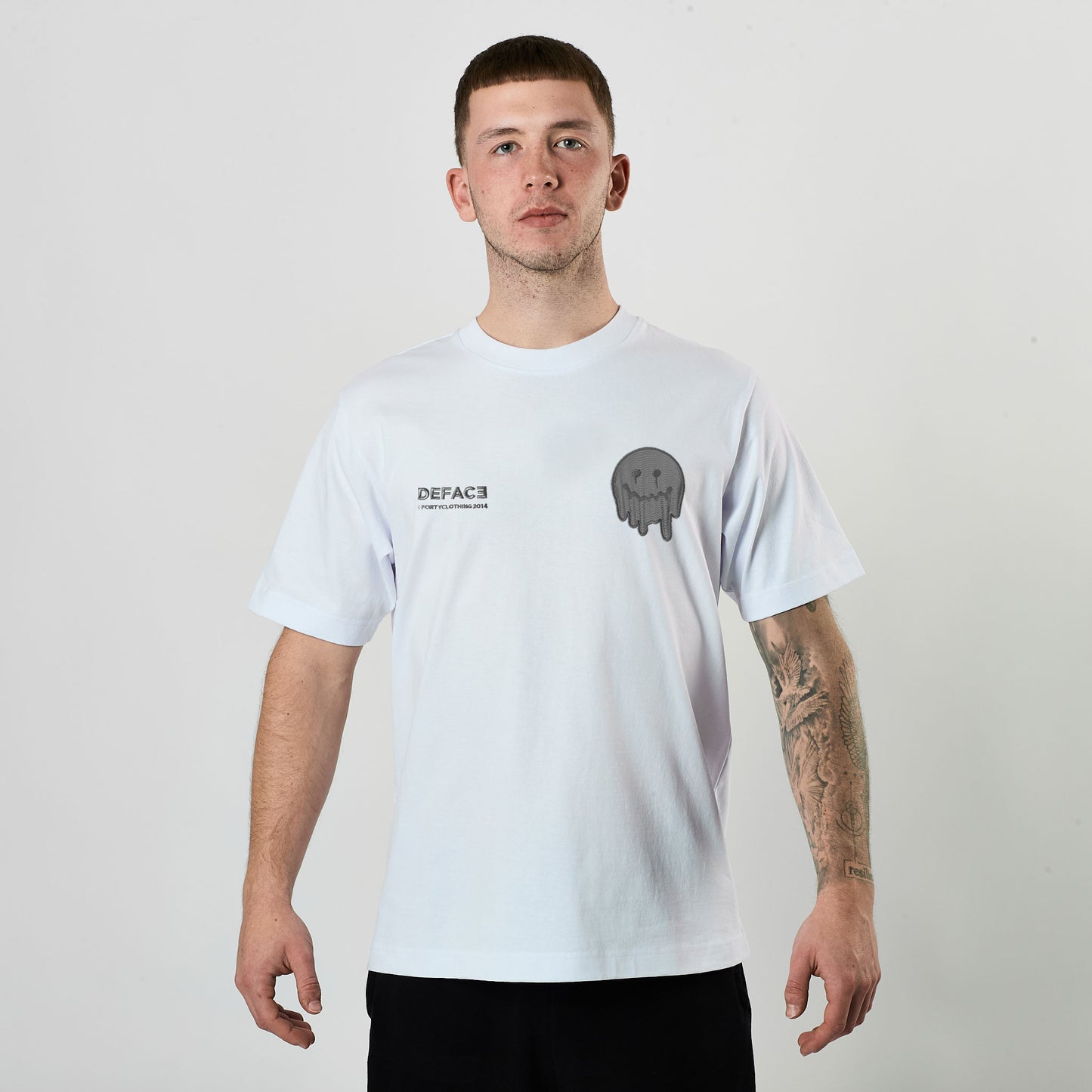 Deface Topo Dual Logo Tee (White/Ion Silver)