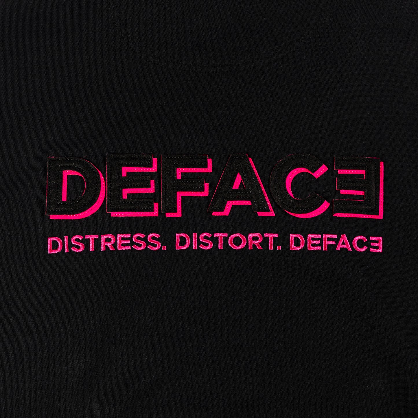 Deface Felt Drip Hoodie (Black/Pink)