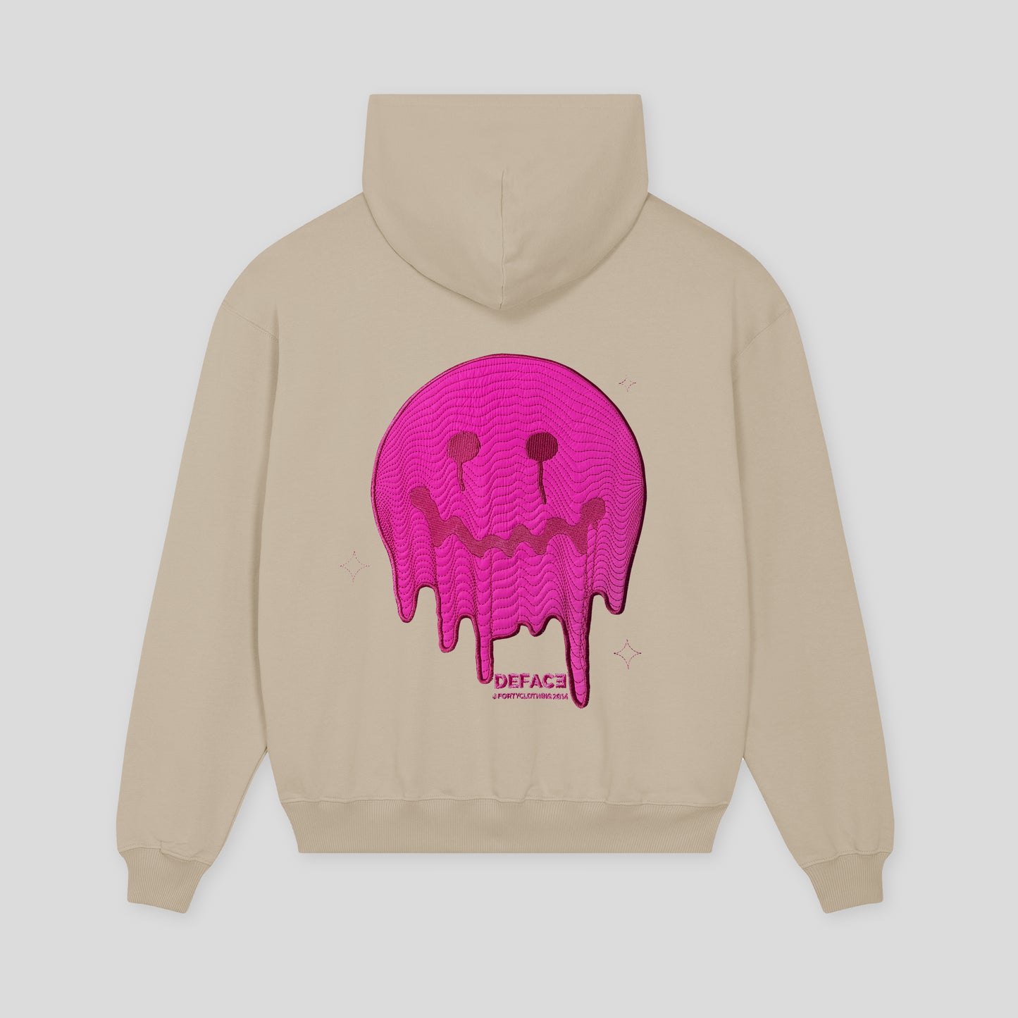 Deface Topo Reflective Hoodie (Beige Dust/Atomic Pink)