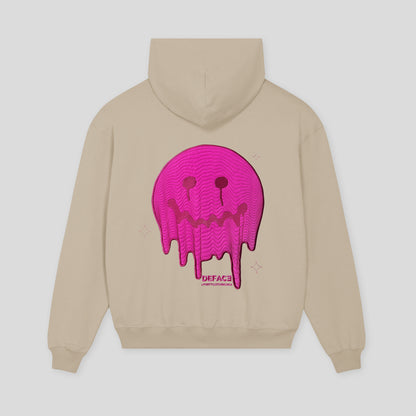 Deface Topo Reflective Hoodie (Beige Dust/Atomic Pink)