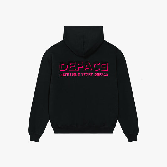 Deface Felt Drip Hoodie (Black/Pink)