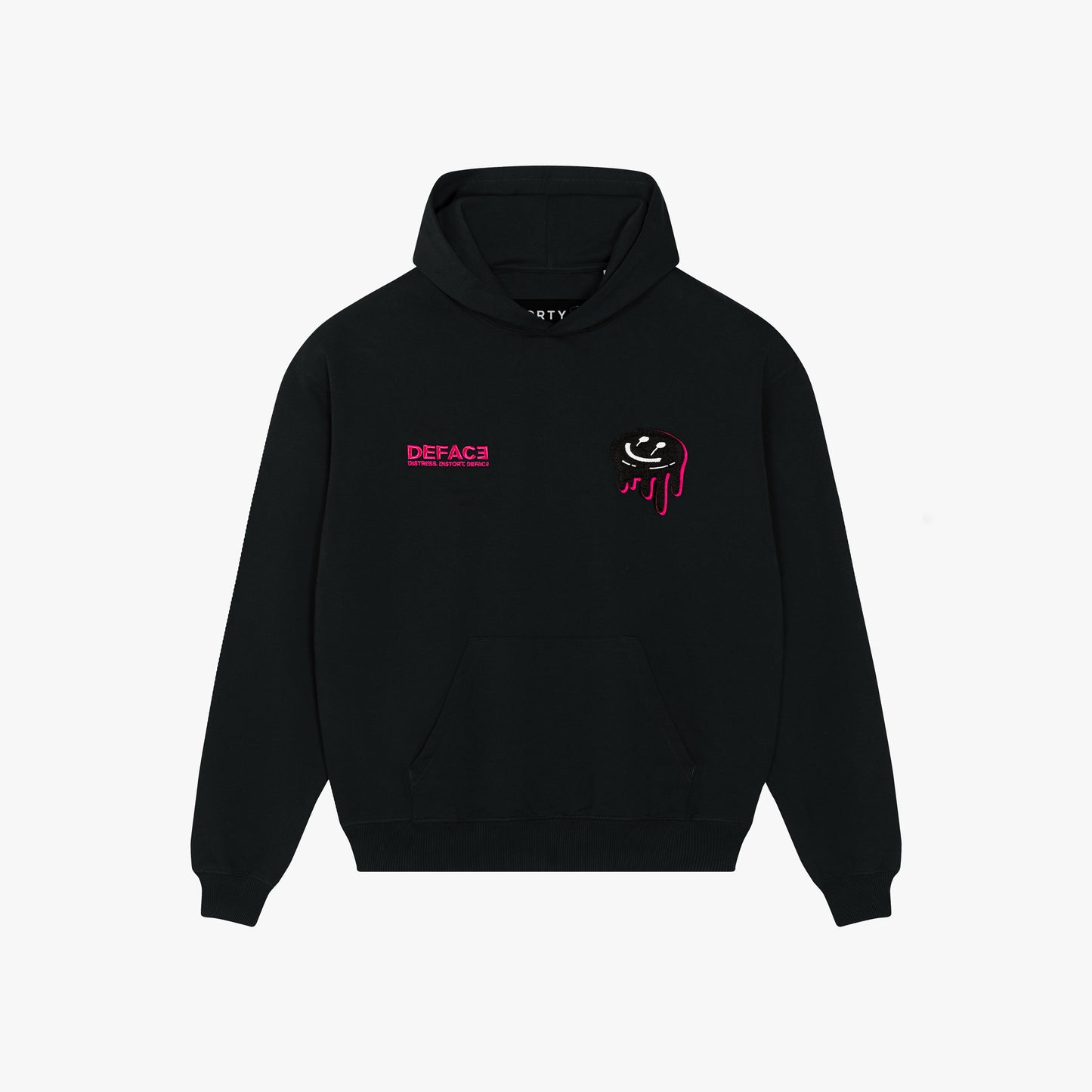 Deface Felt Drip Hoodie (Black/Pink)