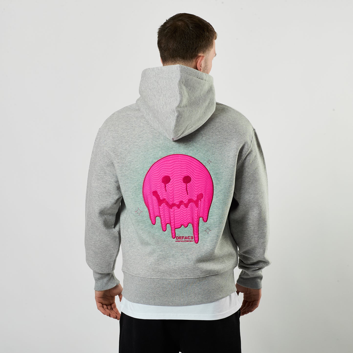 Deface Topo Reflective Hoodie (Grey/Atomic Pink)