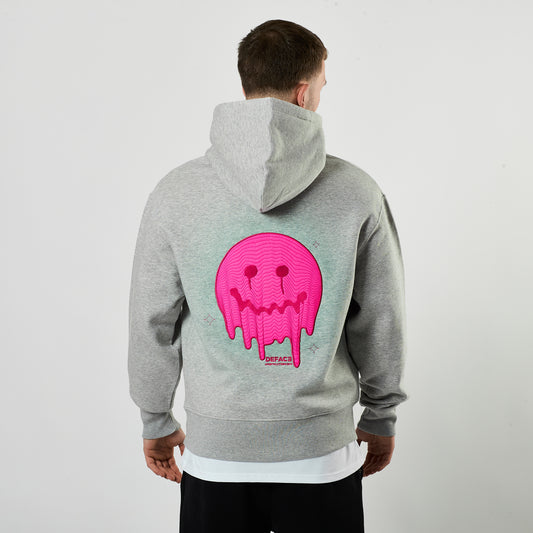 Deface Topo Reflective Hoodie (Grey/Atomic Pink)