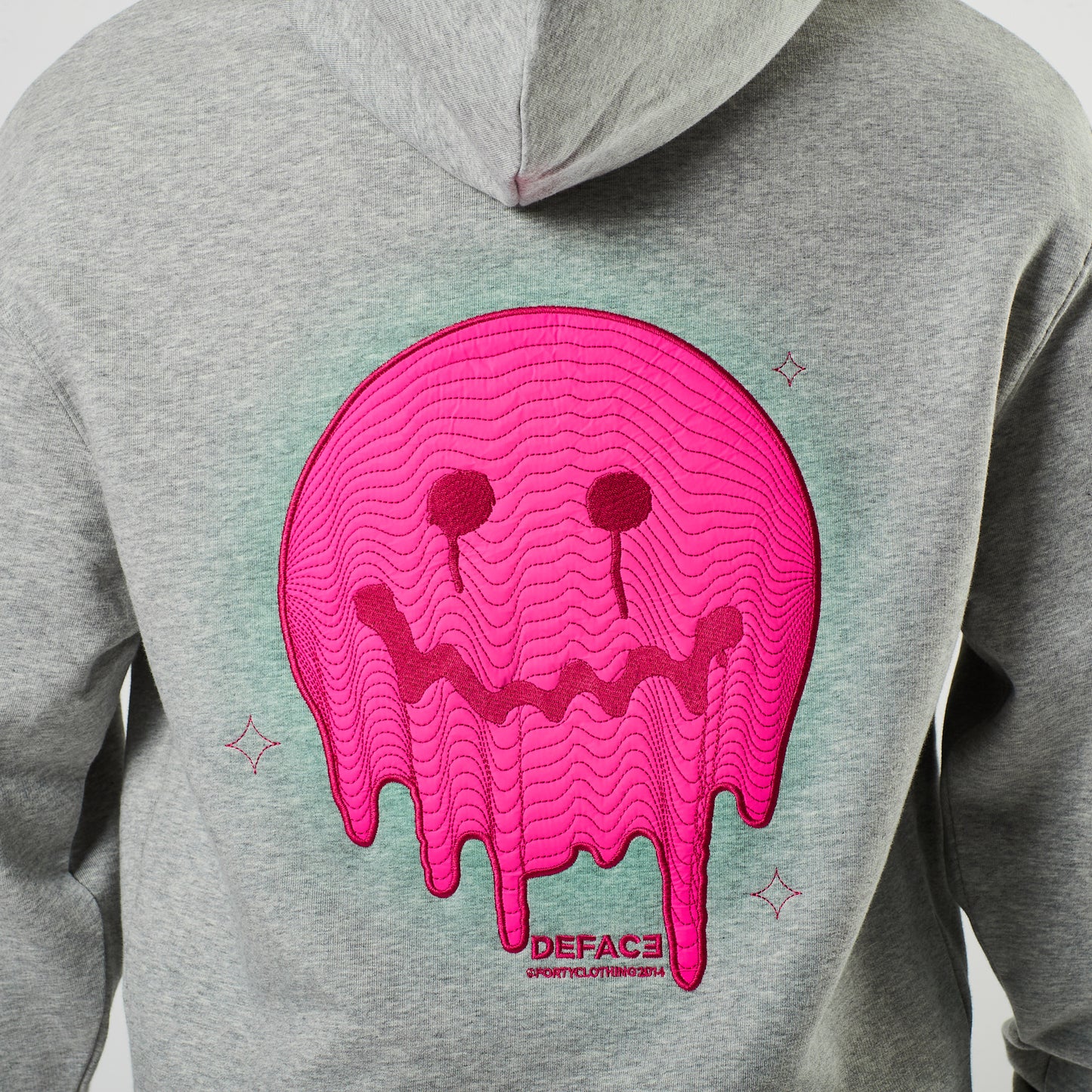 Deface Topo Reflective Hoodie (Grey/Atomic Pink)