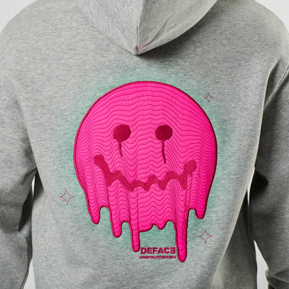 Deface Topo Reflective Hoodie (Grey/Atomic Pink)