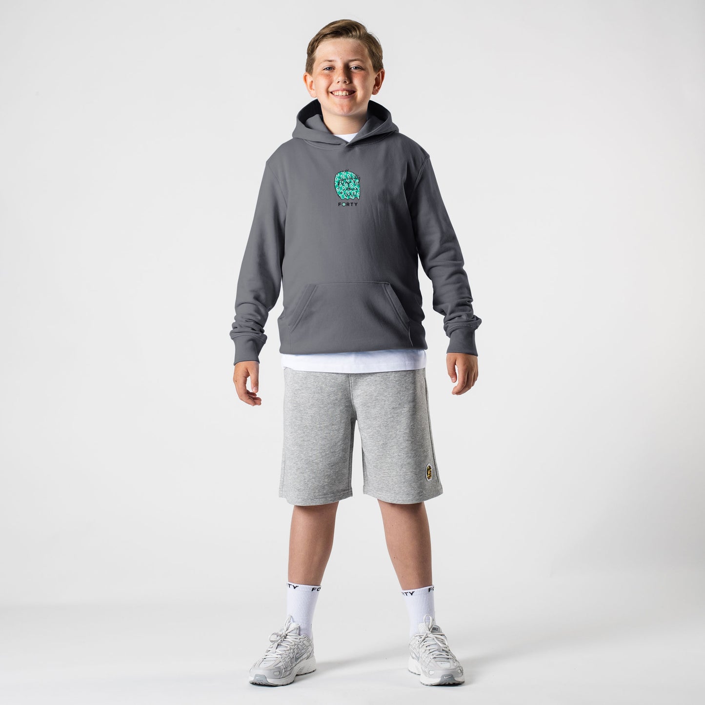 Junior Benjamin Smiley Hoodie (Charcoal/Mint)