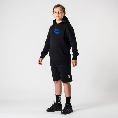 Junior Benjamin Smiley Hoodie (Black/Neon Blue)