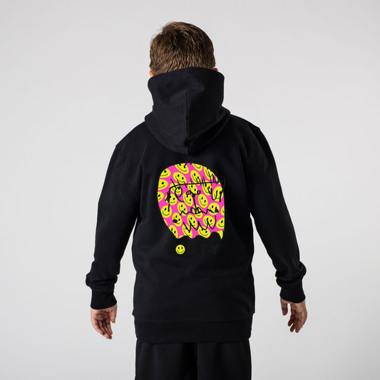 Junior Benjamin Smiley Hoodie (Black/Neon Pink)