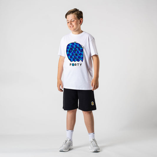 Junior Benjamin Smiley Tee (White/Neon Blue)
