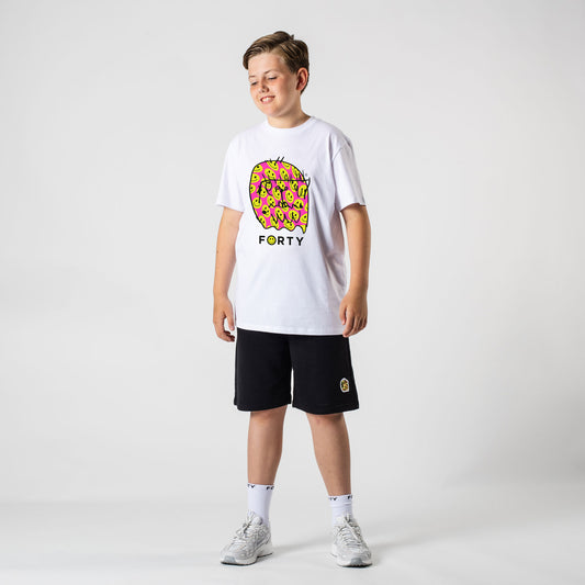 Junior Benjamin Smiley Tee (White/Neon Pink)