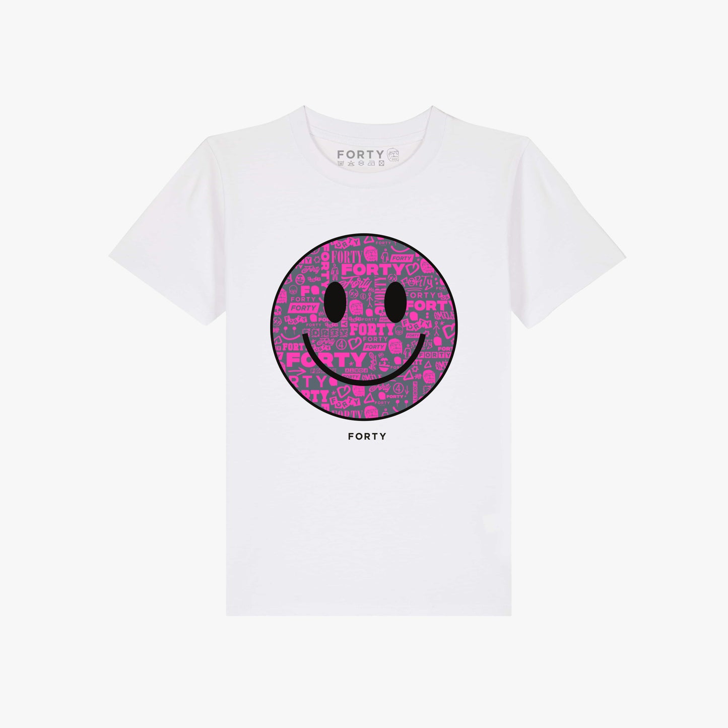 Junior Forty Smiley Tee (White/Pink)