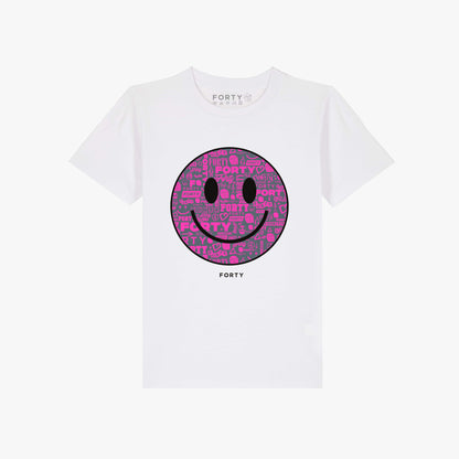 Junior Forty Smiley Tee (White/Pink)