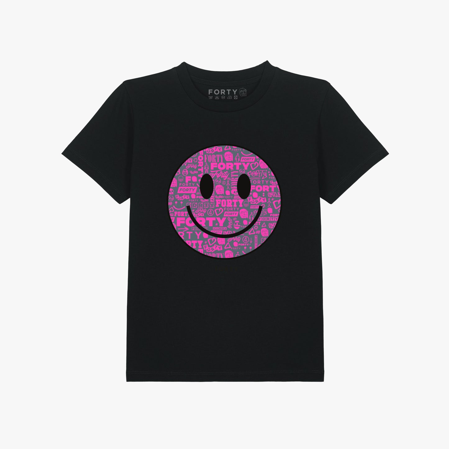 Junior Forty Smiley Tee (Black/Pink)