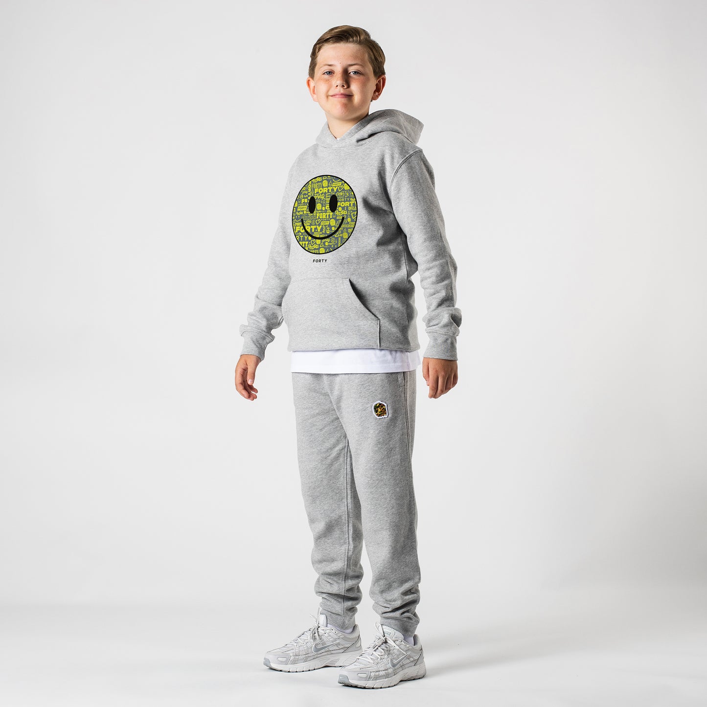 Junior Forty Smiley Hoodie (Grey/Yellow)