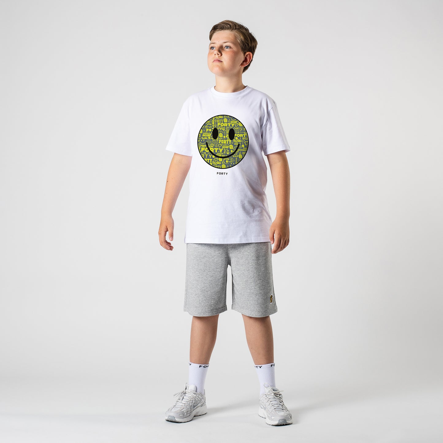 Junior Forty Smiley Tee (White/Yellow)