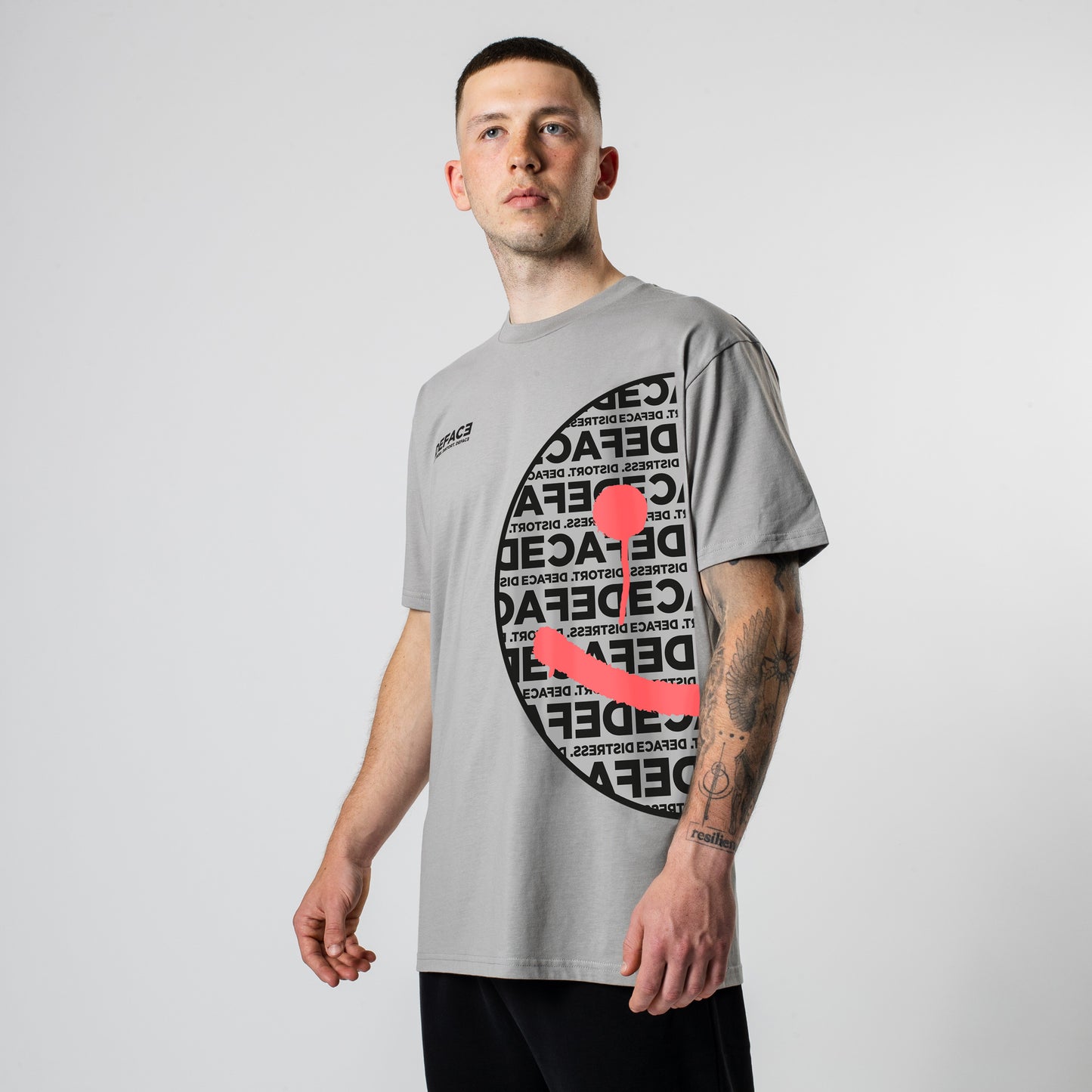 Deface Smiley Tee (Storm/Coral)