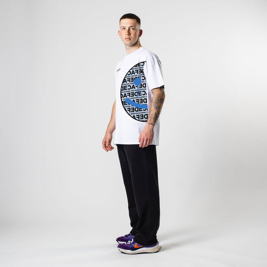 Deface Smiley Tee (White/Blue)