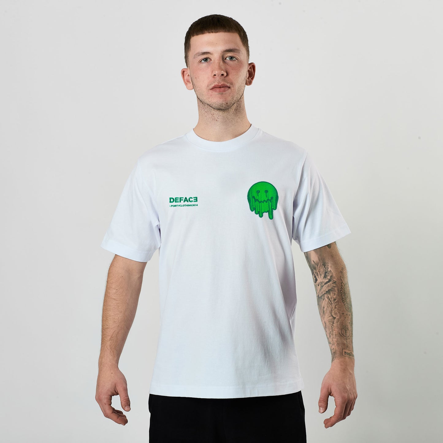 Deface Topo Dual Logo Tee (White/Neutron Green)
