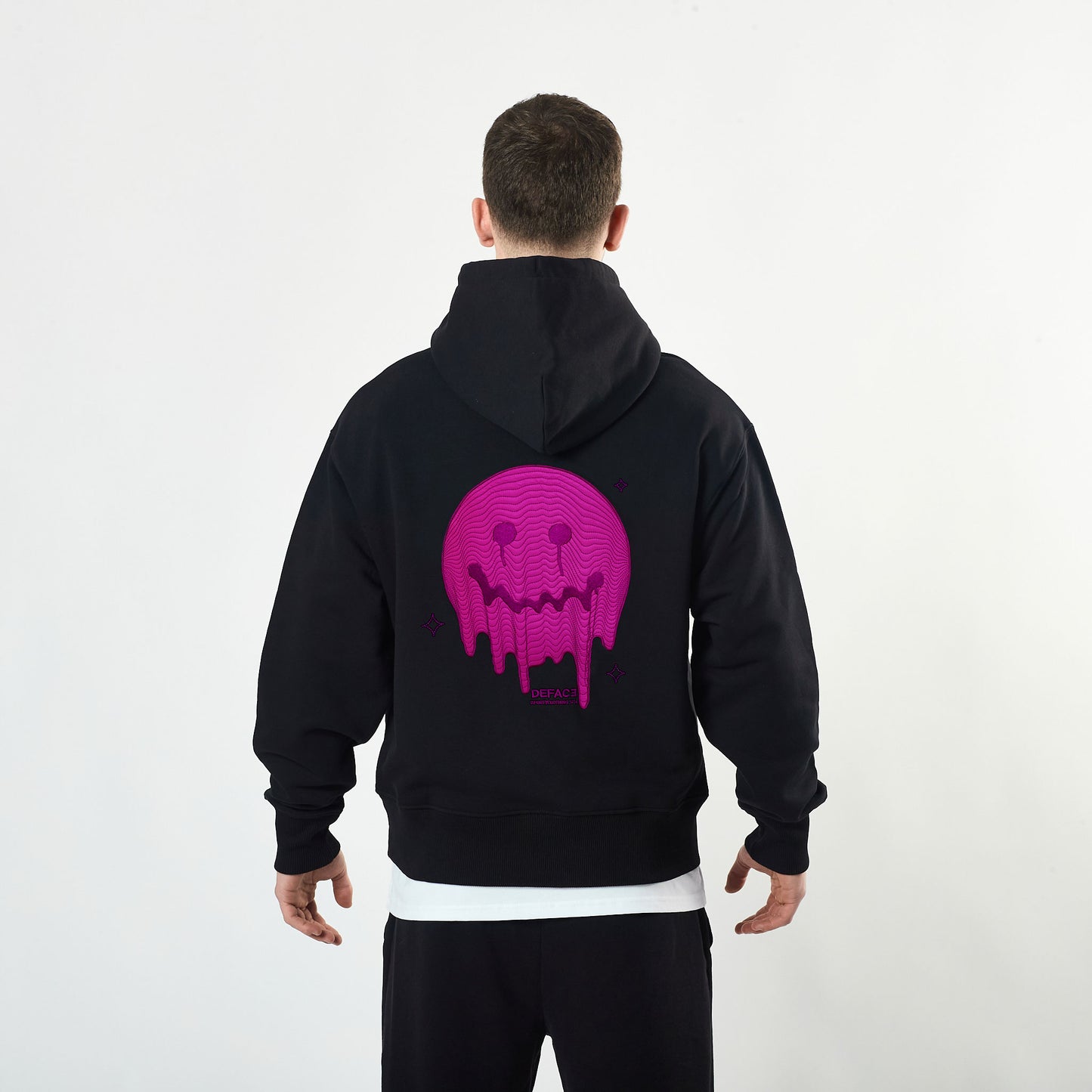 Deface Topo Reflective Hoodie (Black/Atomic Pink)