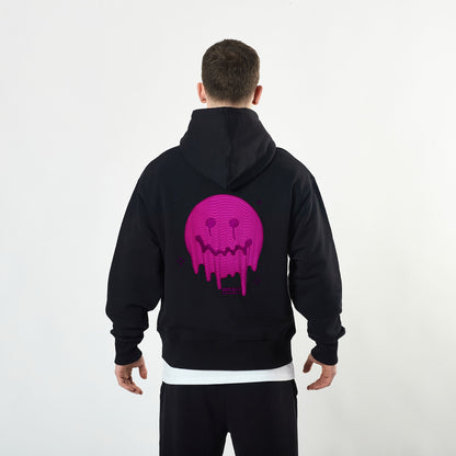 Deface Topo Reflective Hoodie (Black/Atomic Pink)
