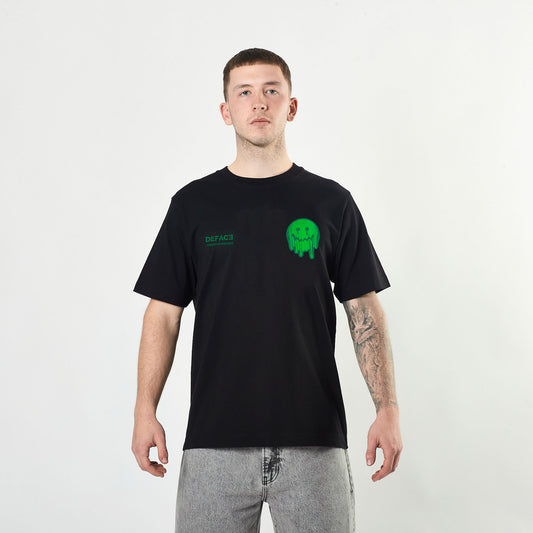 Deface Topo Dual Logo Tee (Black/Neutron Green)