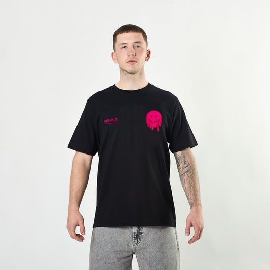 Deface Topo Dual Logo Tee (Black/Atomic Pink)